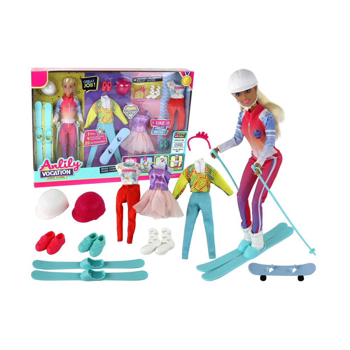 Lalka Lean Anlily 4 Sporty Narty Snowboard Joga Balet Akcesoria (16186)