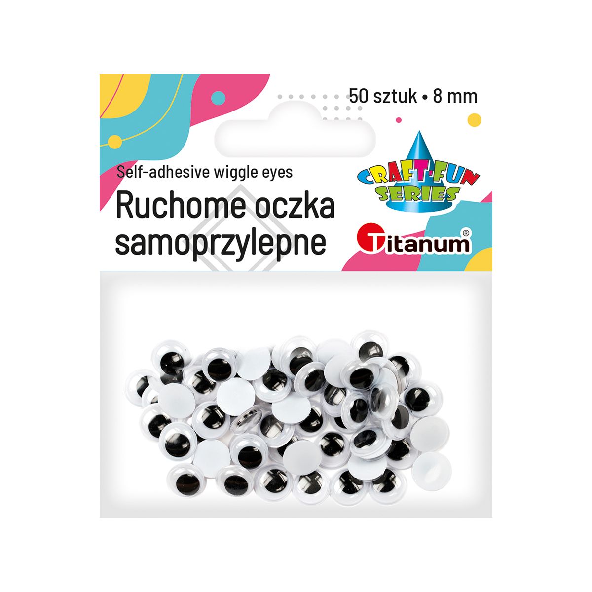 Oczy samoprzylepne Titanum Craft-Fun Series ruchome 8mm