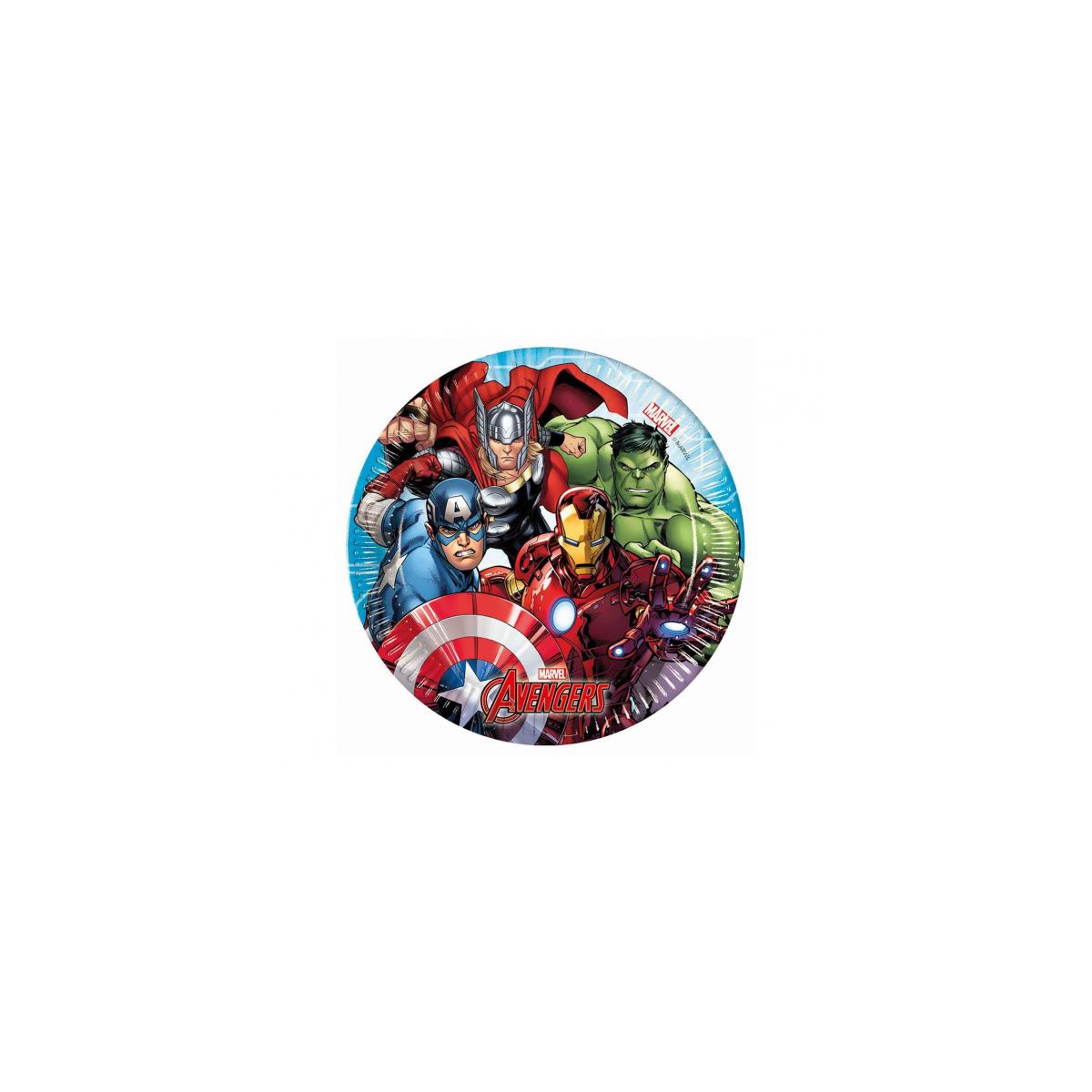 Talerz jednorazowy Godan Avengers papier śr. 200mm 8 szt (93485)