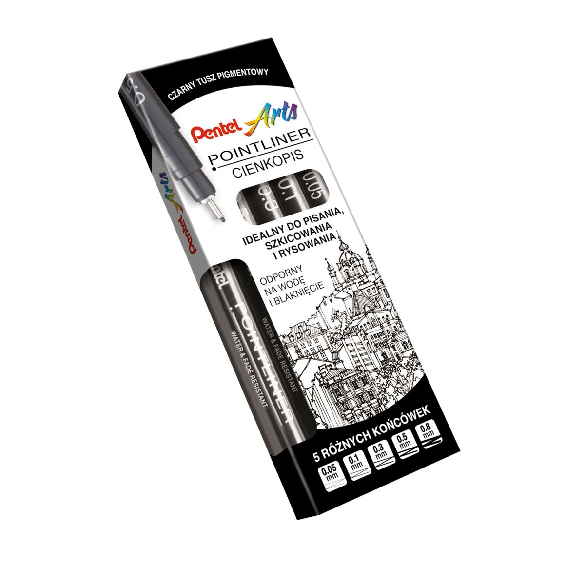 Cienkopis Pentel POINTLINER czarne mixmm 1kol. (XBLW355C)