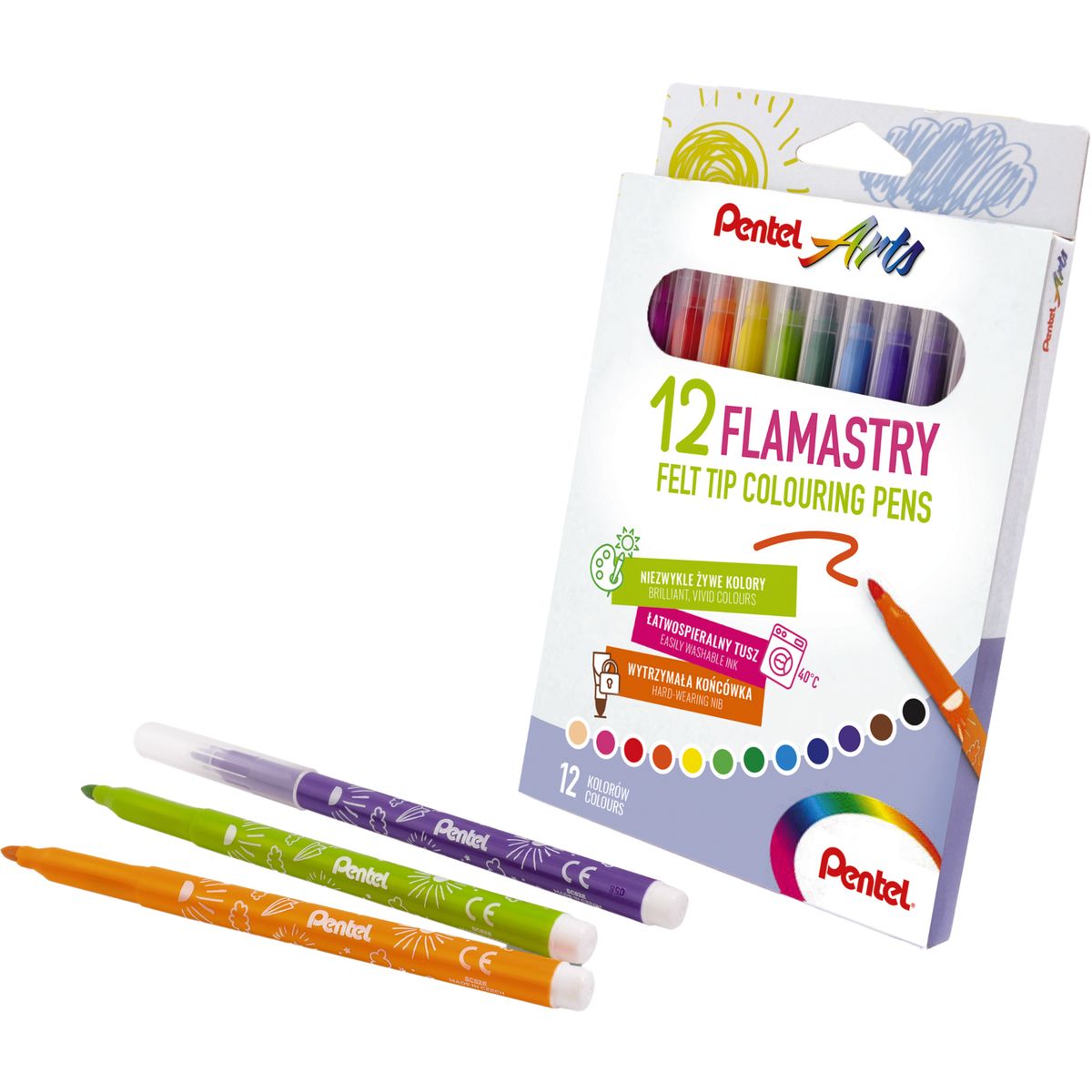 Flamaster Pentel Arts 12 kol.