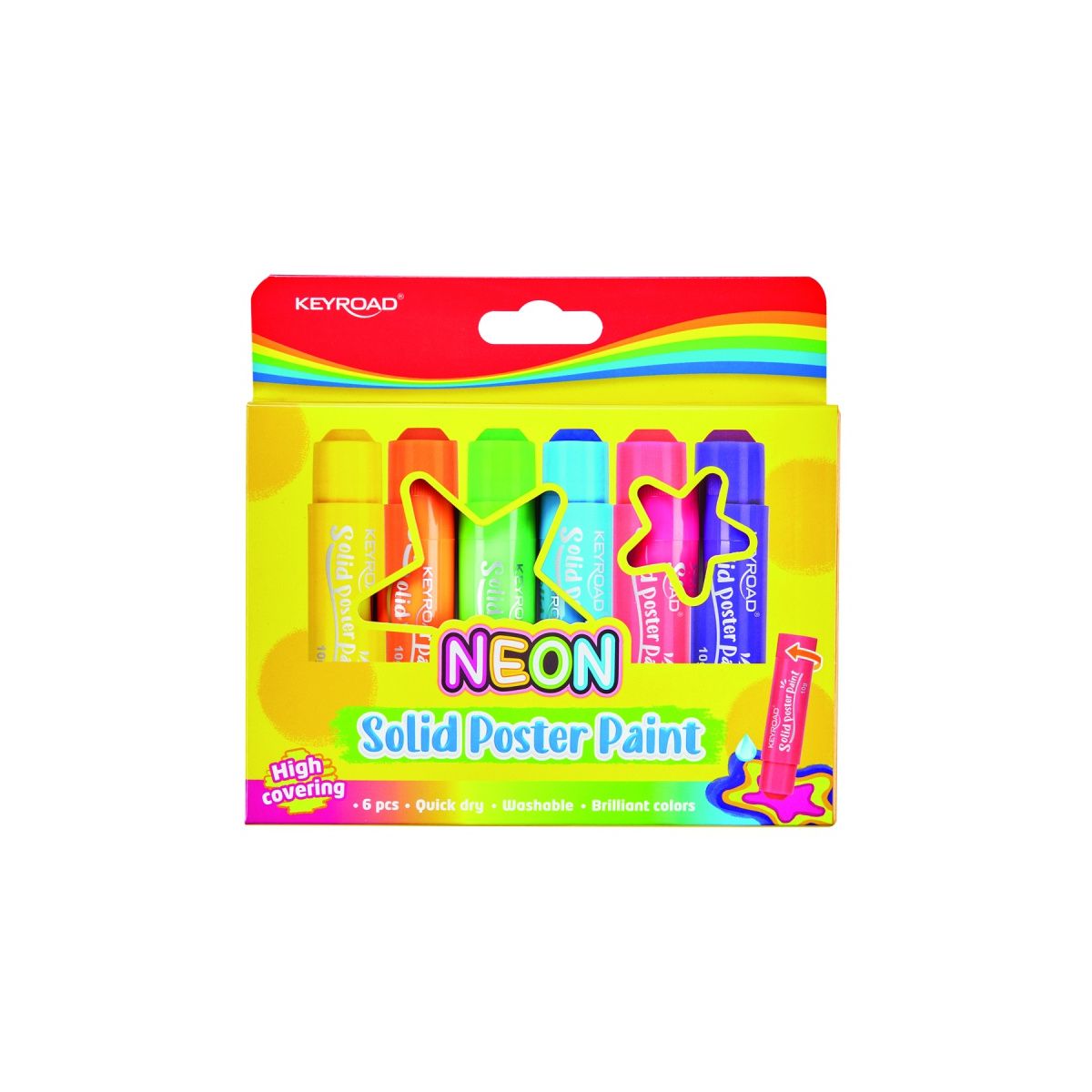 Farby plakatowe Keyroad w sztyfcie neon kolor: mix 6 kolor. (KR972649)