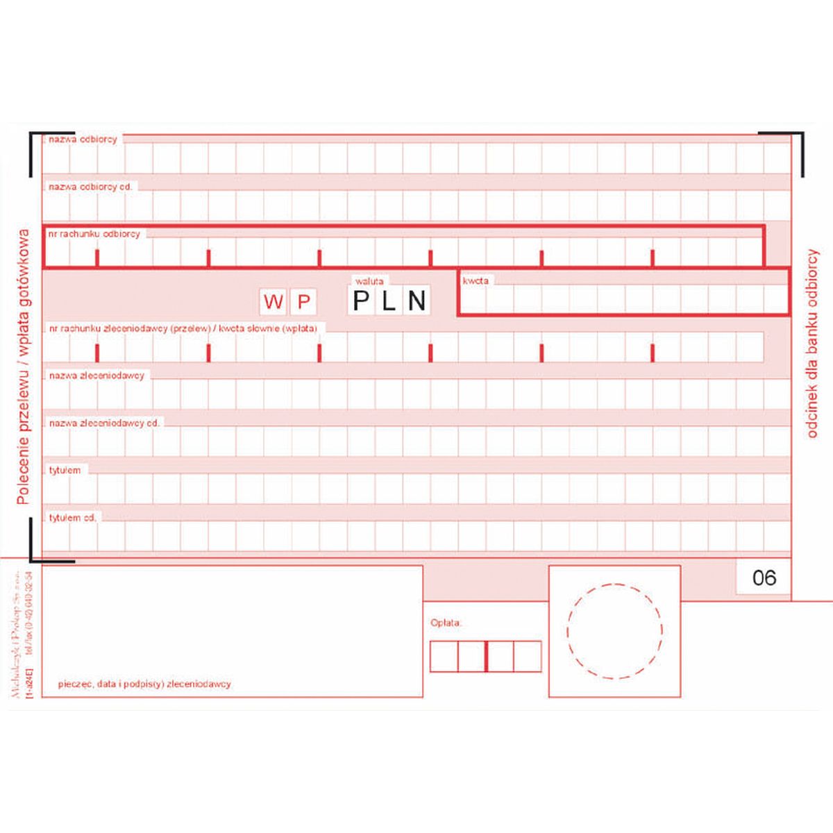 Druk samokopiujący Michalczyk i Prokop Polecenie przelewu / wpłata gotówkowa A6 80k. (445-5M)
