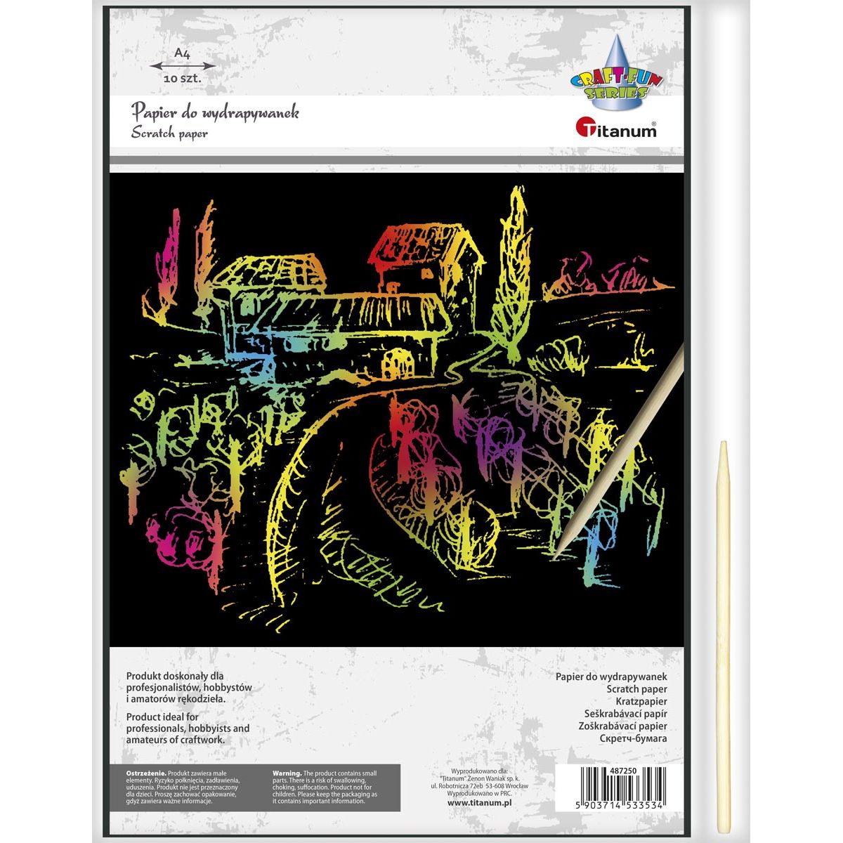 Papier do scrapbookingu Titanum Craft-Fun Series Papier do wydrapywanek A4 czarny (5903714533534)