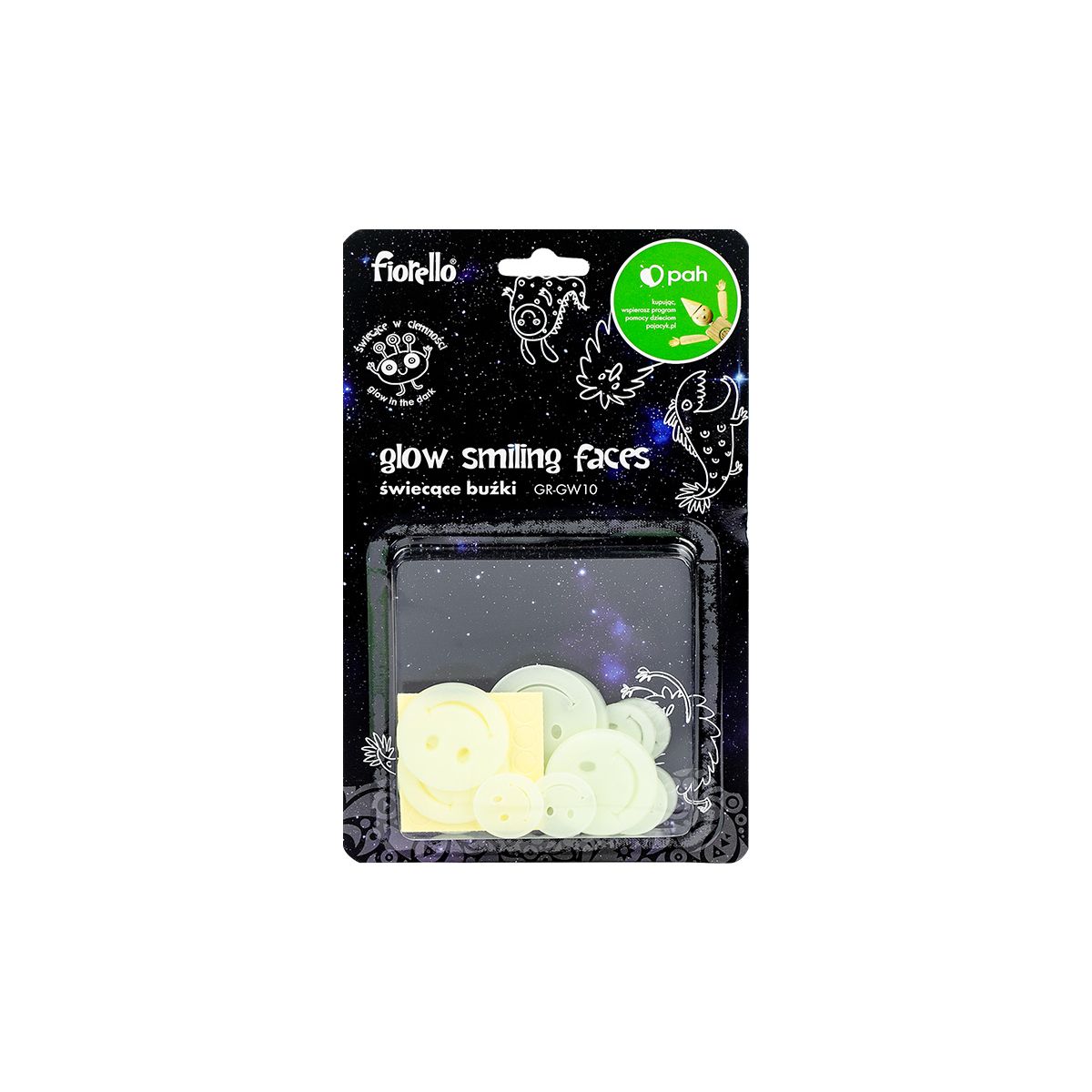 Naklejka ścienna Fiorello Fluorescencyjna 25 szt buźki (170-2806)
