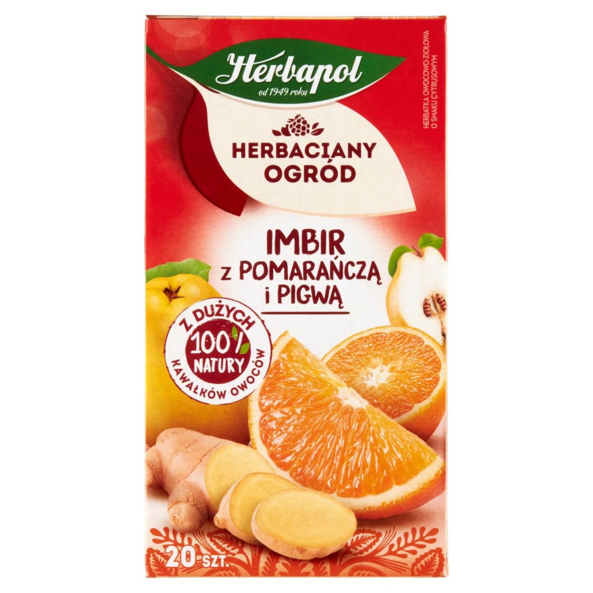 Herbata Herbaciany Ogród owocowo-ziołowa imbir z pomarańczą i pigwą 20 saszetek Herbapol