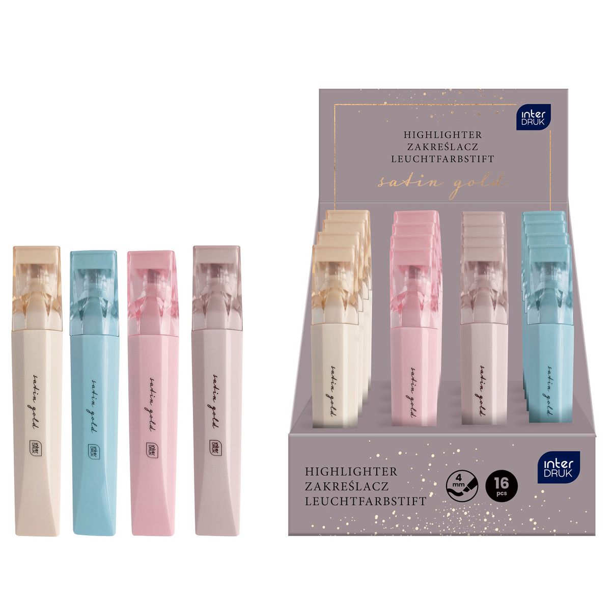 Zakreślacz Satin Gold 16 szt mix Interdruk