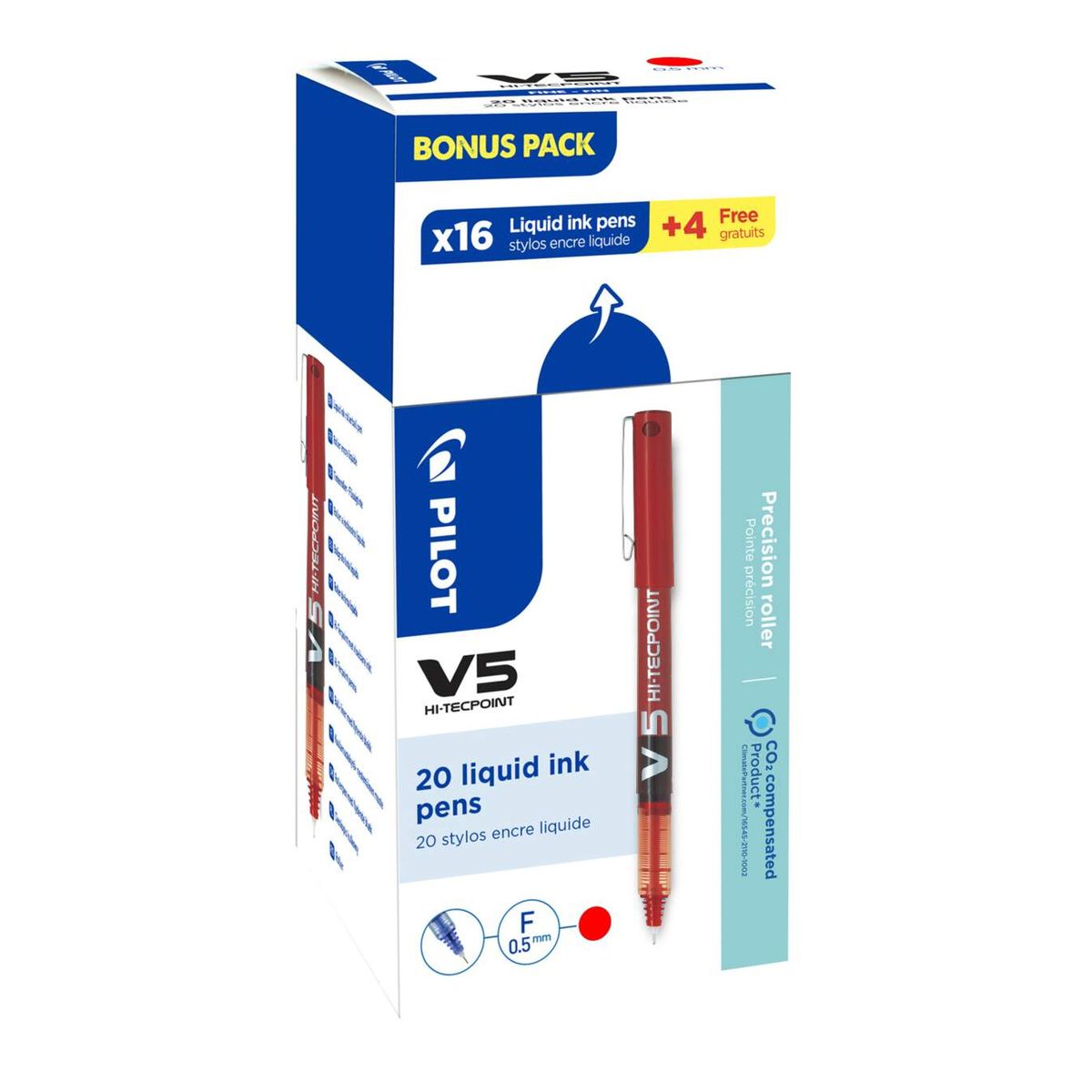 Cienkopis Pilot czerwony V5 czerwony 0,3mm 1kol. (PIBX-V5-R-BOX)