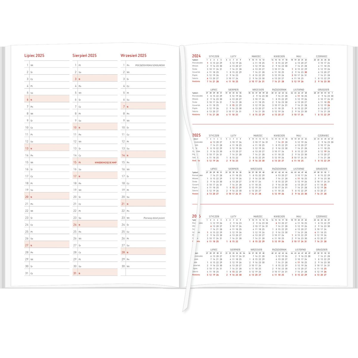 Kalendarz nauczyciela książkowy (terminarz) VIVELLA Wydawnictwo Wokół Nas 2024/2025 B5 tygodniowy B5 (B5TN066B-czerwony)