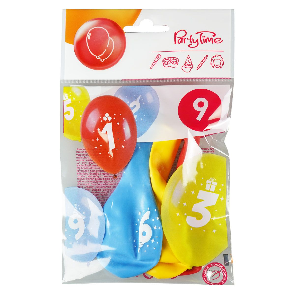 Balon gumowy Arpex z nadrukiem cyferki - 9 (3 szt.) mix 280mm (KB1986-9-9944)