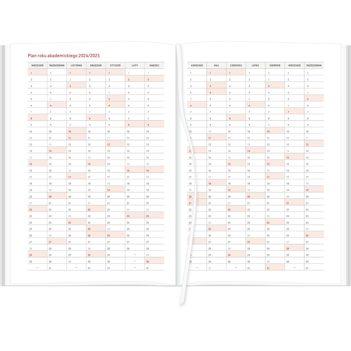 Kalendarz nauczyciela książkowy (terminarz) A5TA071B Wydawnictwo Wokół Nas 2024/2025 a5 CZERWONY A5 (NEBRASKA)