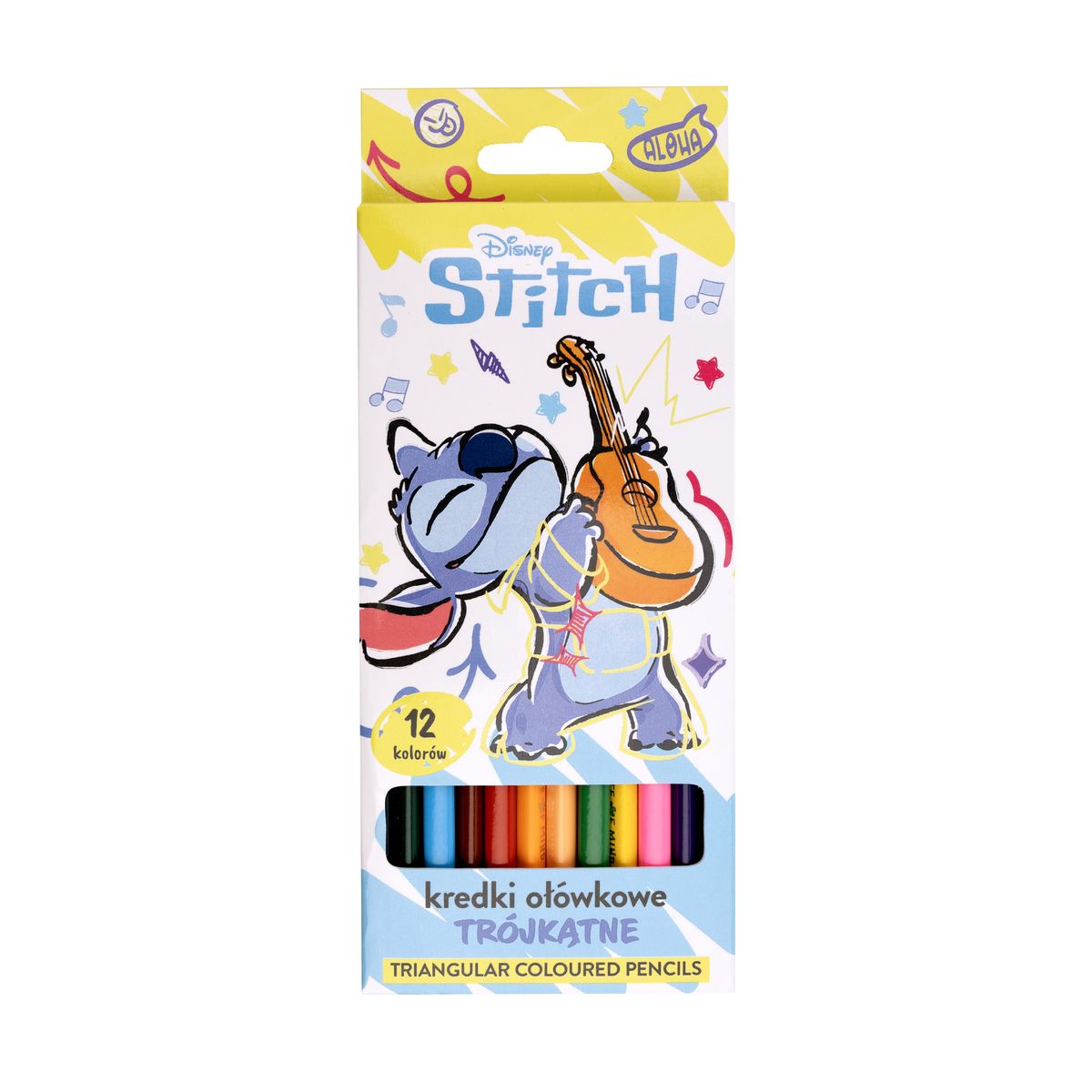 Kredki ołówkowe Beniamin Stitch trójkątne 12 kol.