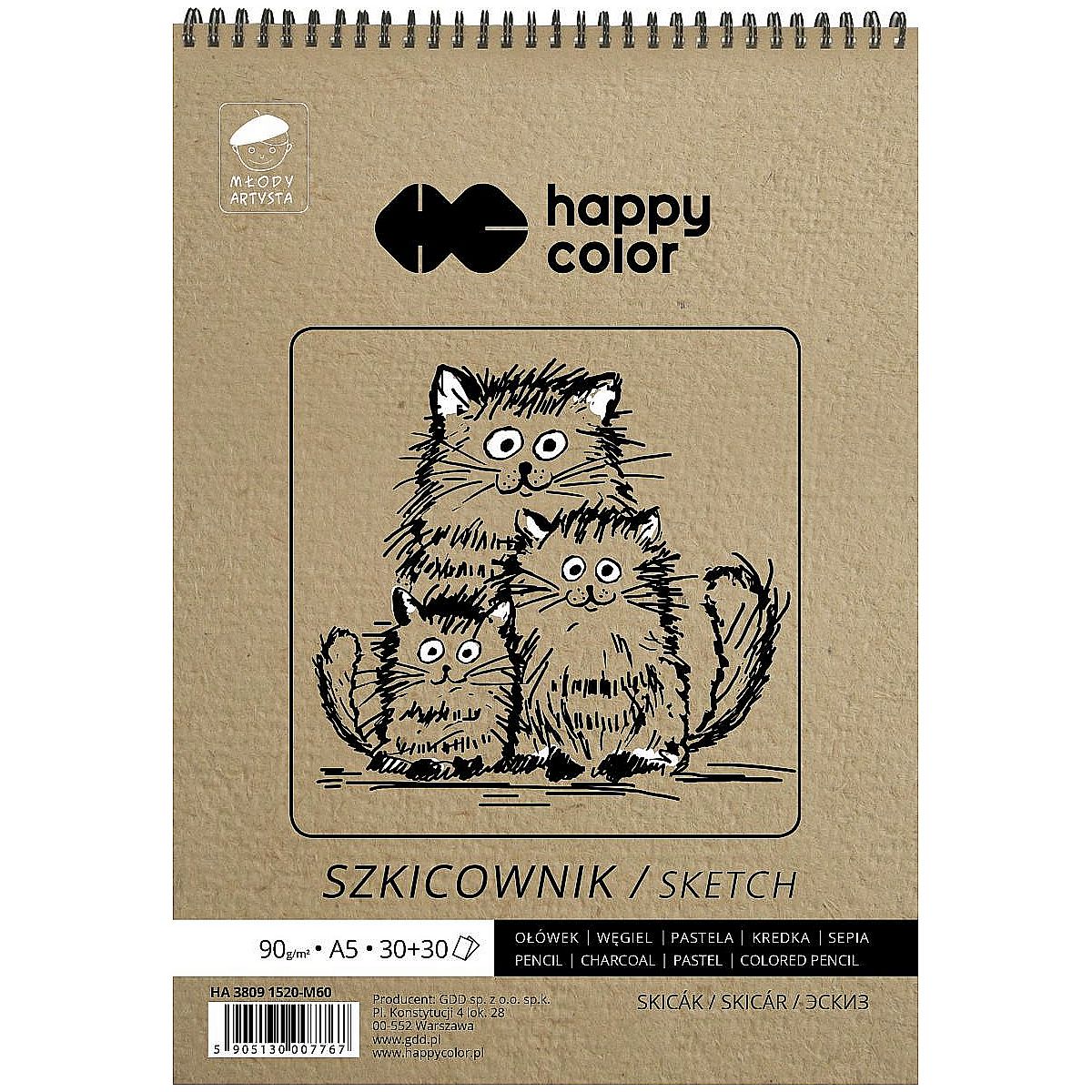 Blok artystyczny Happy Color szkicownik młody artysta A5 90g 60k (HA 3809 1520-M60)