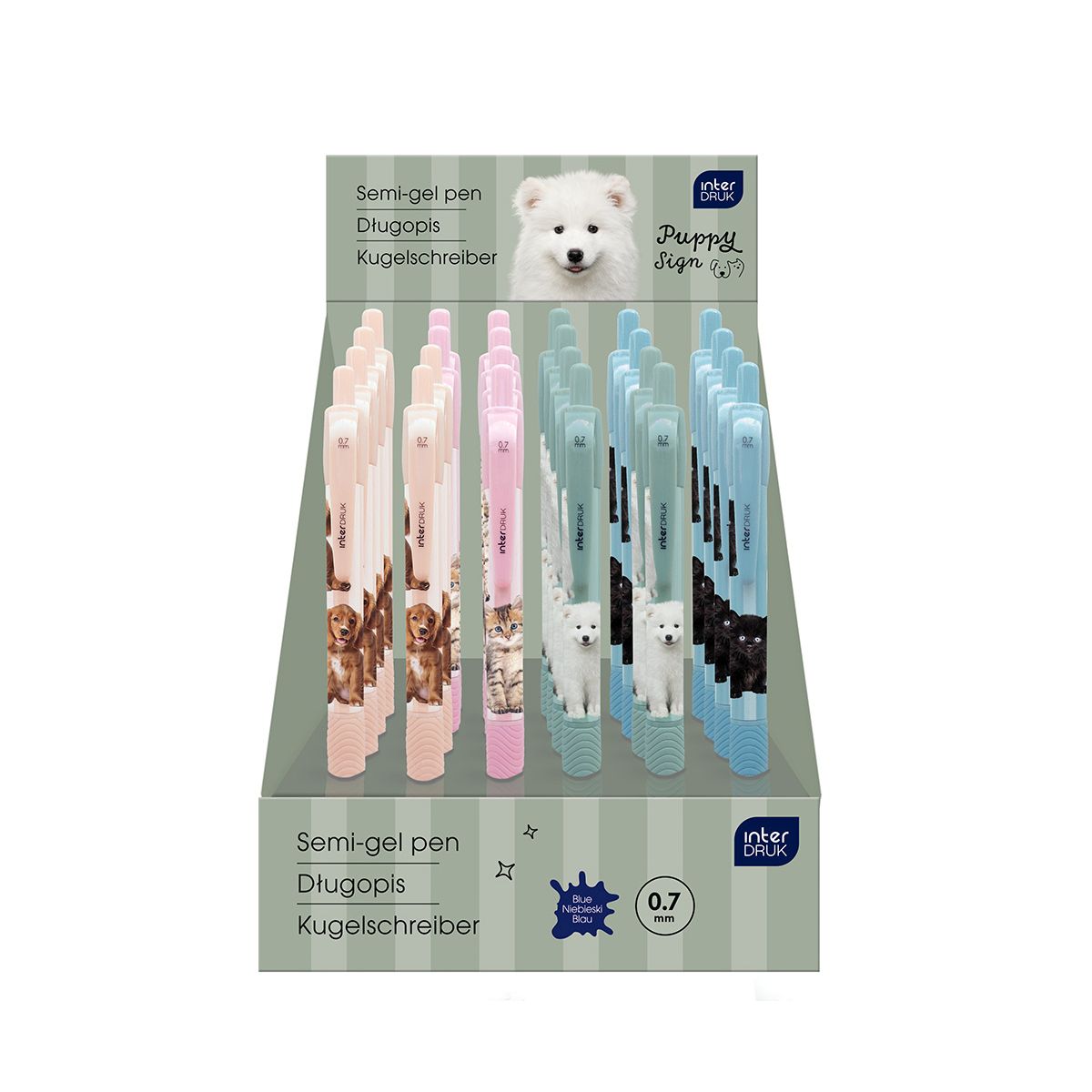 Długopis żelowy PUPPY SIGN zgripem niebieski 0,7mm Interdruk (żelowy)