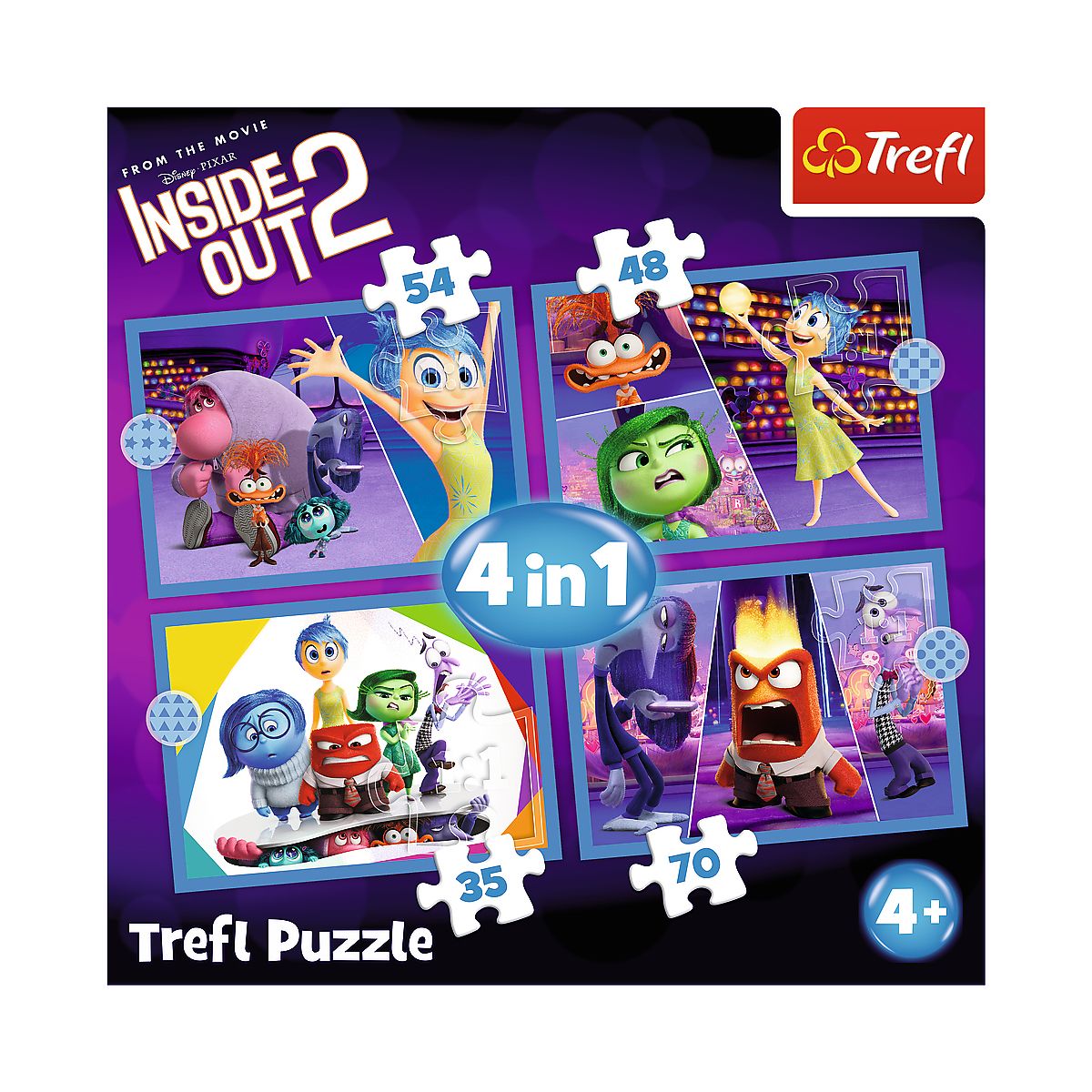 Puzzle Trefl Disney Emocje rządzą 4w1 el. (34652)