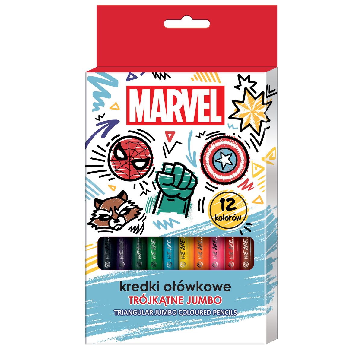 Kredki ołówkowe Beniamin Avengers trójkątne 12 kol.