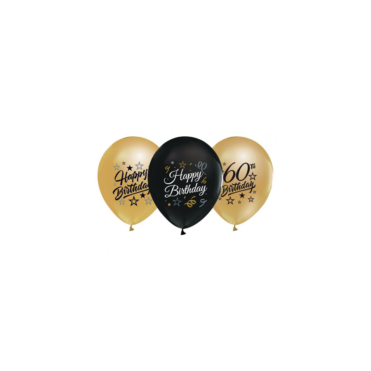 Balon gumowy Godan 60th Birthday czarno złote czarny 300mm 12cal (GP-ZC60)