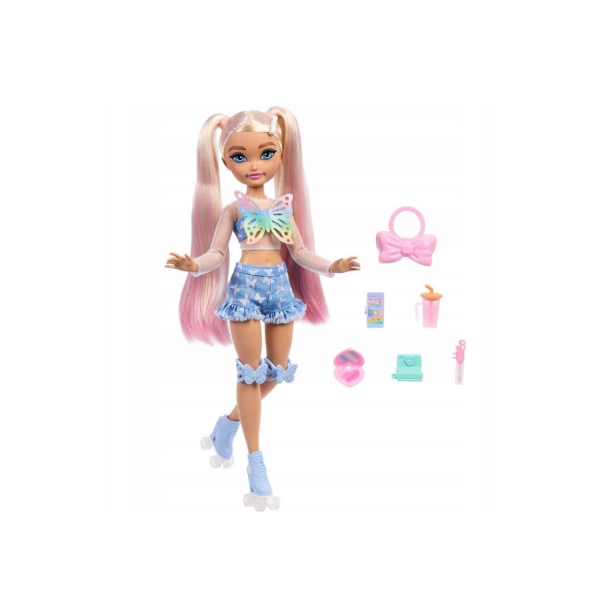 Lalka Barbie Dream Besties modowa Malibu na wrotkach + akcesoria [mm:] 290 (JFX96)