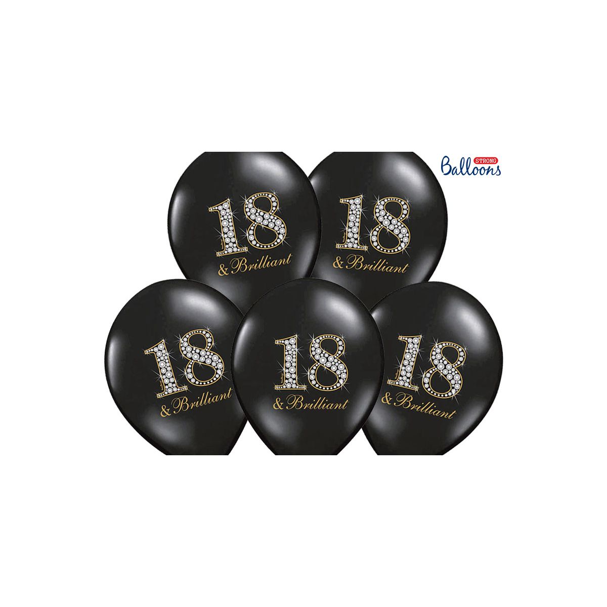 Balon gumowy Partydeco gumowy czarny z nadrukiem liczby 18 30 cm/6 sztuk czarna 300mm (SB14P-136-010-6)