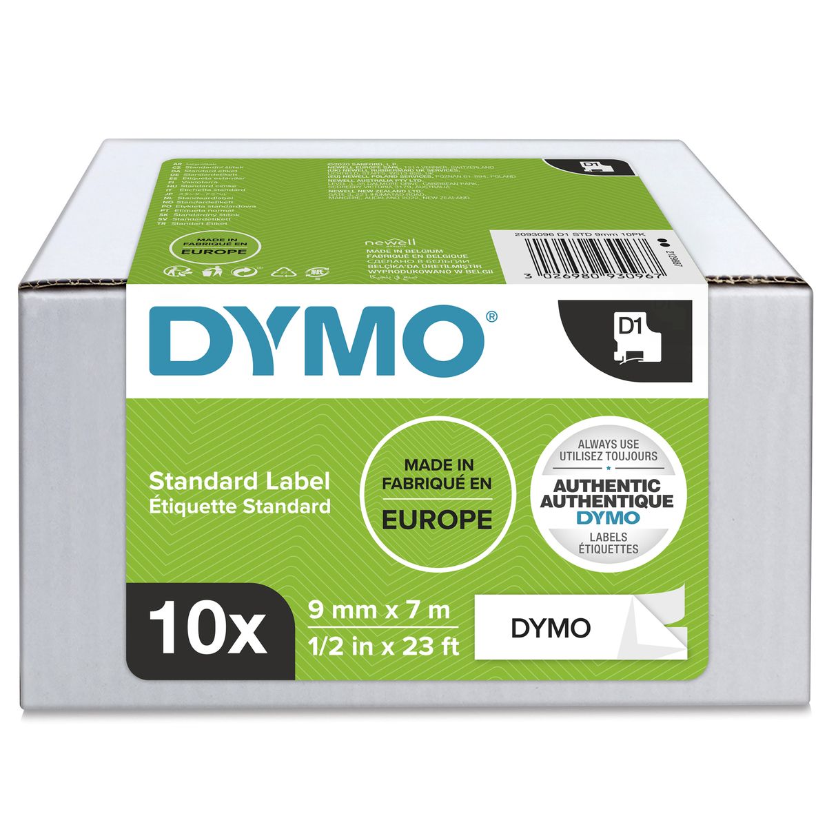 Taśma Dymo D1 9mm x 7m biała/czarny nadruk