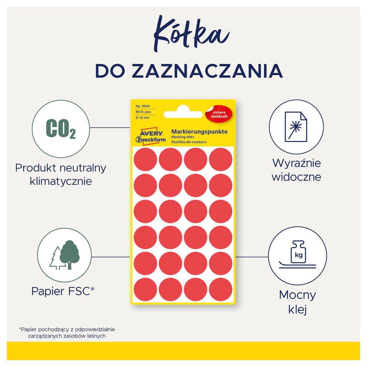 Etykieta do oznaczania Zweckform kropki  12mm czerwona [mm:] 12 (3141)
