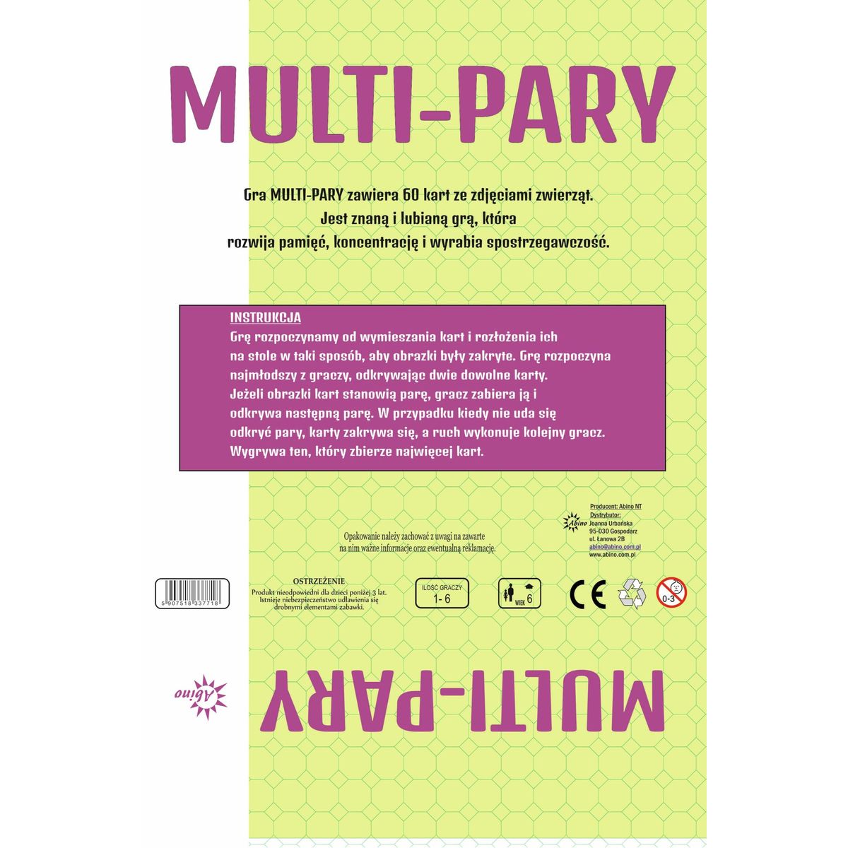 Gra edukacyjna Abino multi-party zwierzęta