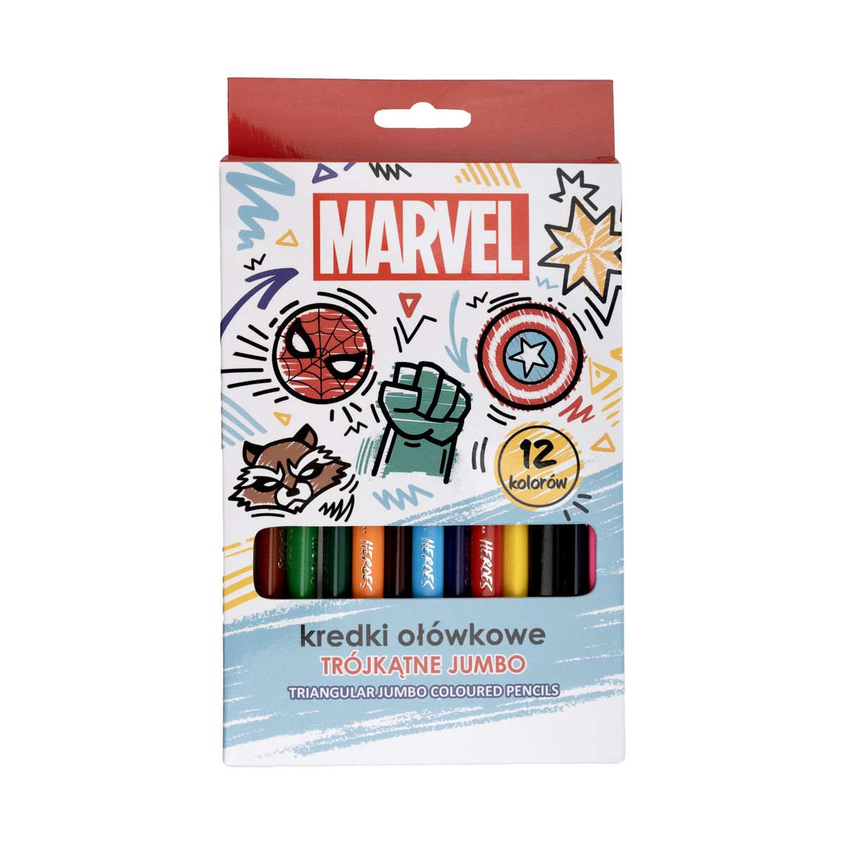Kredki ołówkowe Beniamin Avengers trójkątne 12 kol.