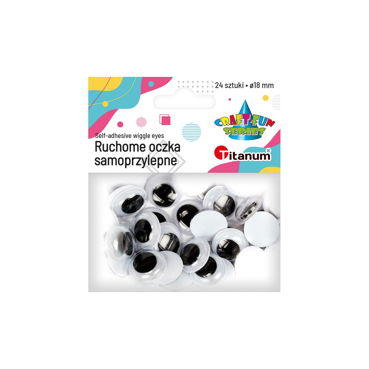 Oczka Craft-Fun Series samoprzylepne 18mm 24 szt Titanum