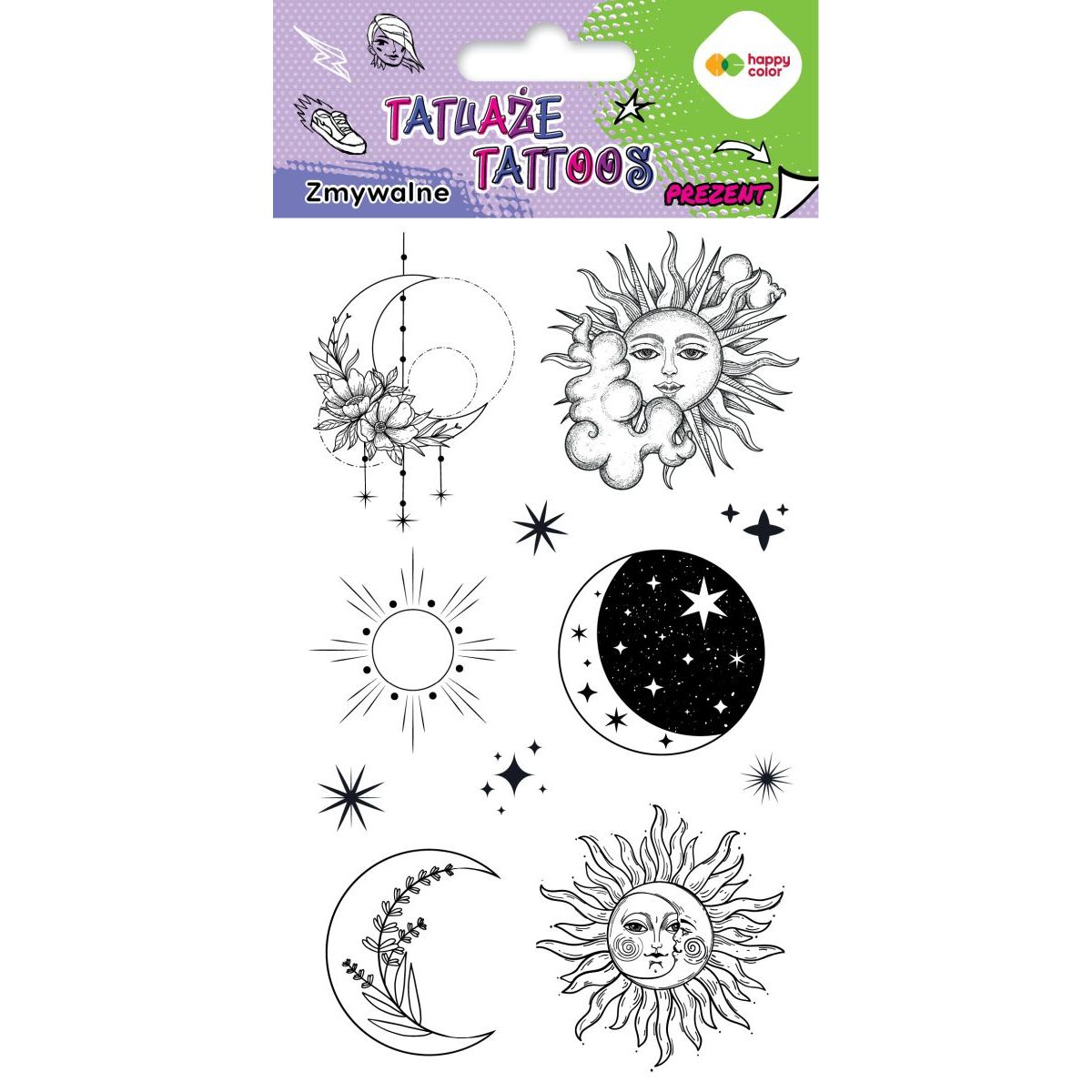 Tatuaż Happy Color zmywalny SUN AND MOON (HA 4261 1020-UR02)