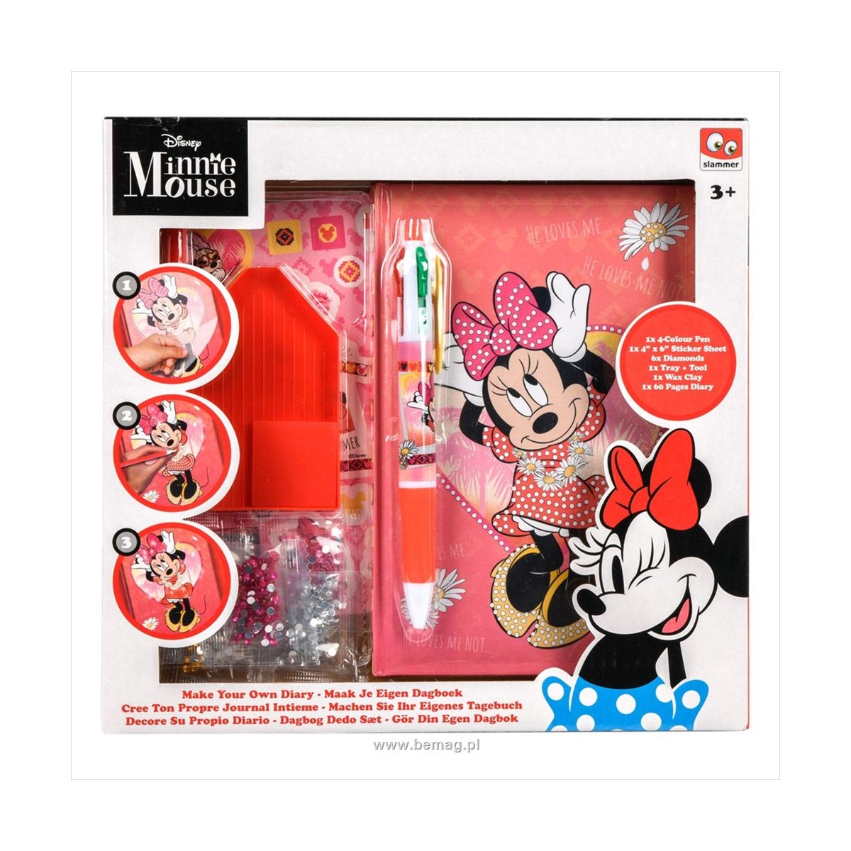 Zestaw kreatywny dla dzieci Bemag notes z diamencikami Minnie Mouse