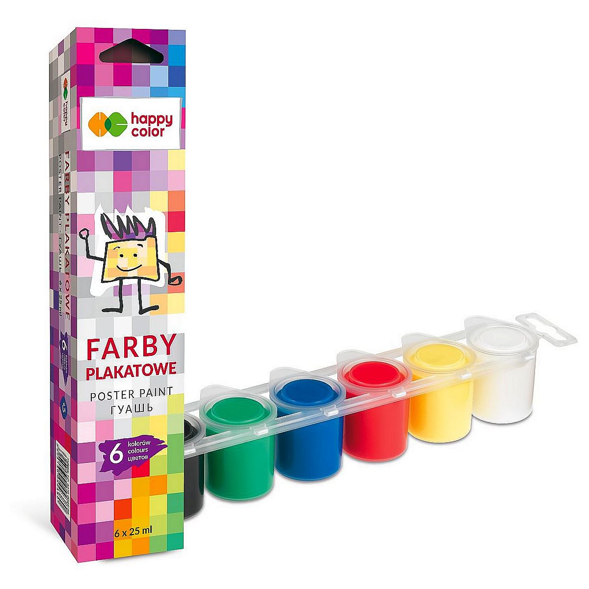 Farba tempera Happy Color kolor: mix 25ml 6 kolor. (HA  3310 0025-K6)