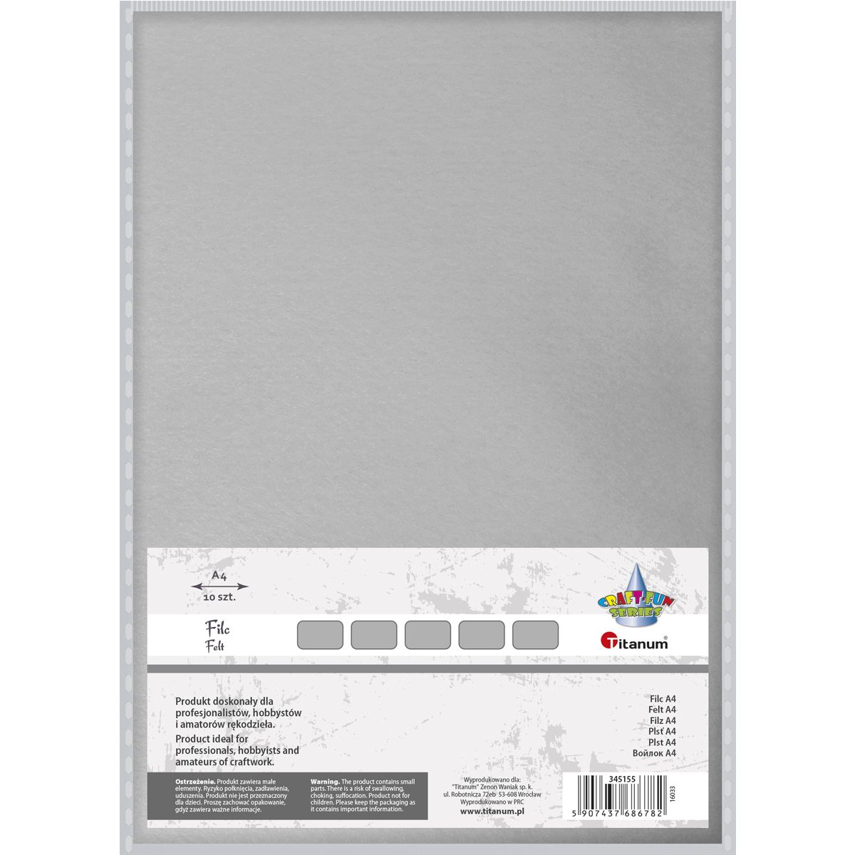 Filc Titanum Craft-Fun Series A4 kolor: szary 10 ark. [mm:] 210x297 (077)