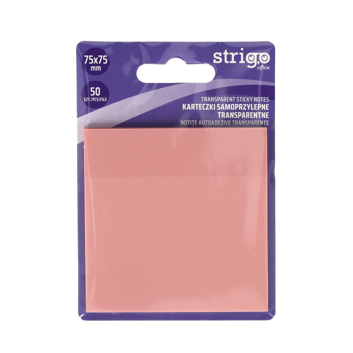 Notes samoprzylepny (karteczki) Strigo NEONOWE różowy jasny 50k [mm:] 75x75 (SSN026)