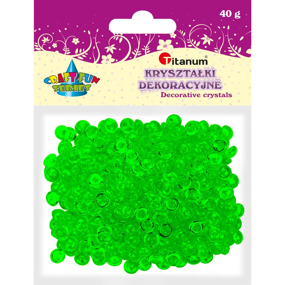 Kryształki Titanum Craft-fun Craft-fun kryształki pastikowe zielony ciemny (40 g)