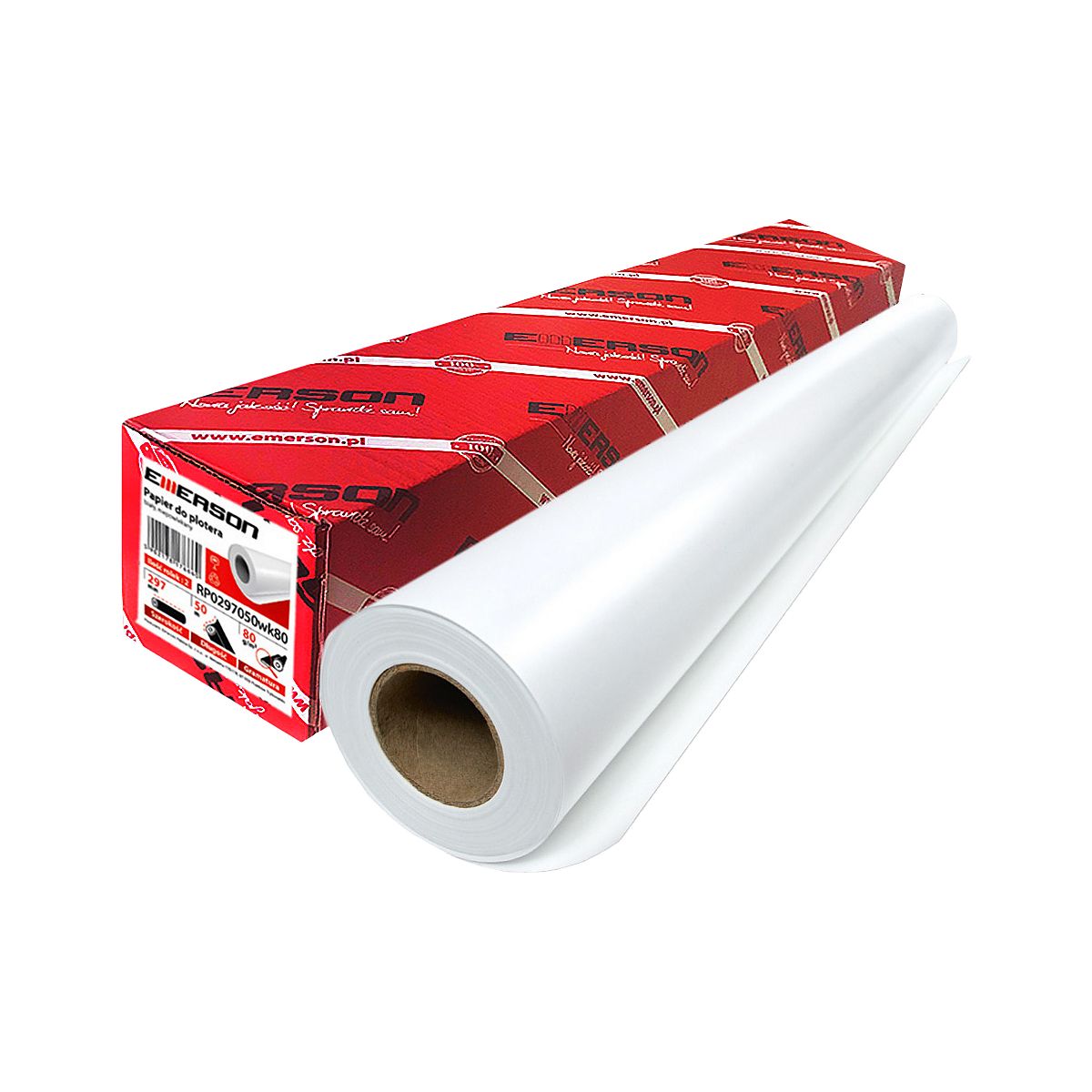 Papier do plotera Emerson biały 80g 590mm 0,5m (rp0594050wk80)