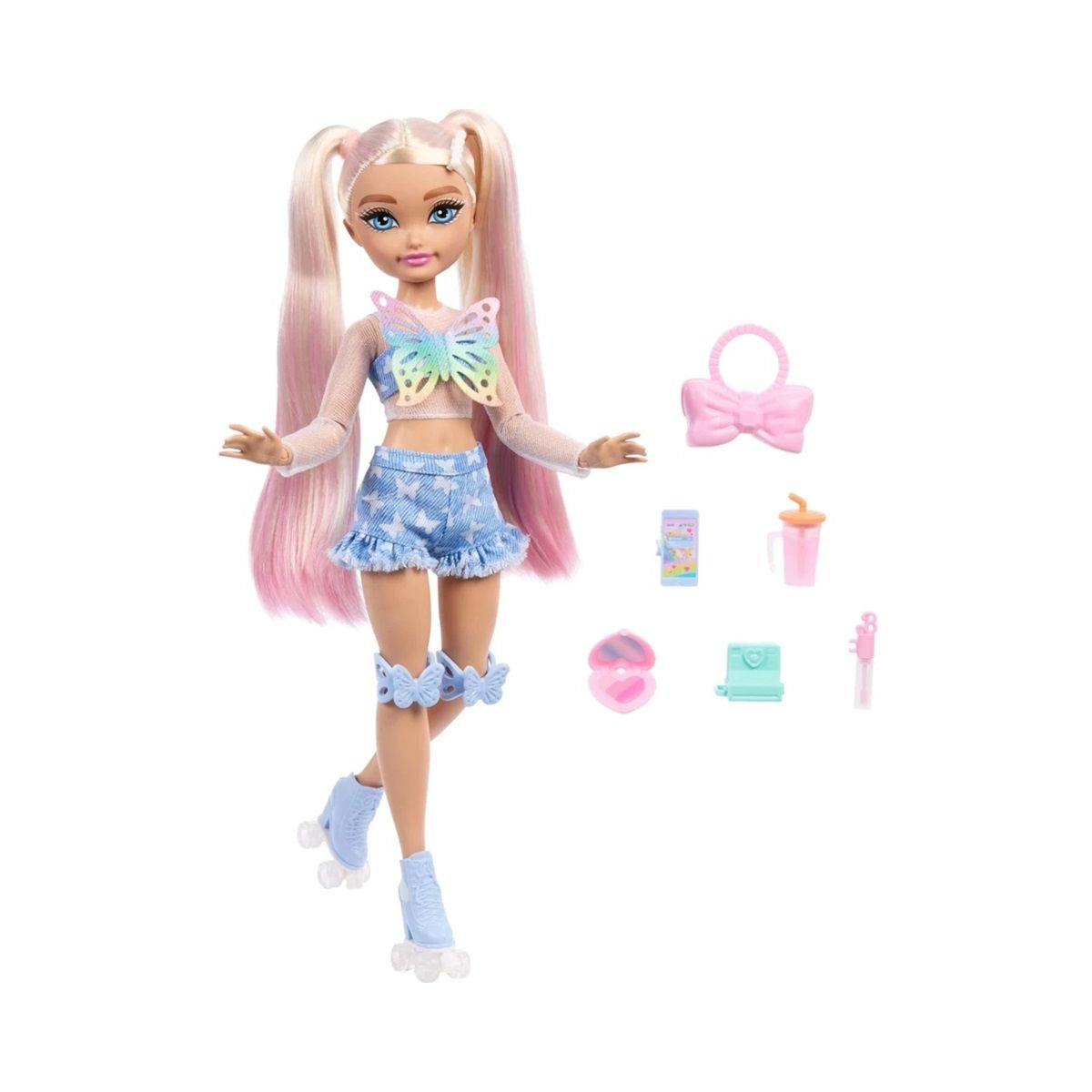 Lalka Barbie Dream Besties modowa Malibu na wrotkach + akcesoria [mm:] 290 (JFX96)