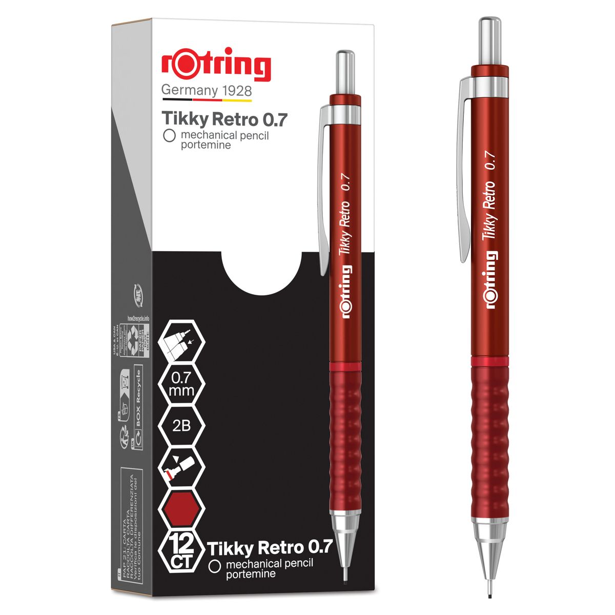 Ołówek automatyczny Rotring TIKKY RETRO RED  MP 0,7 0,7mm (2202631)