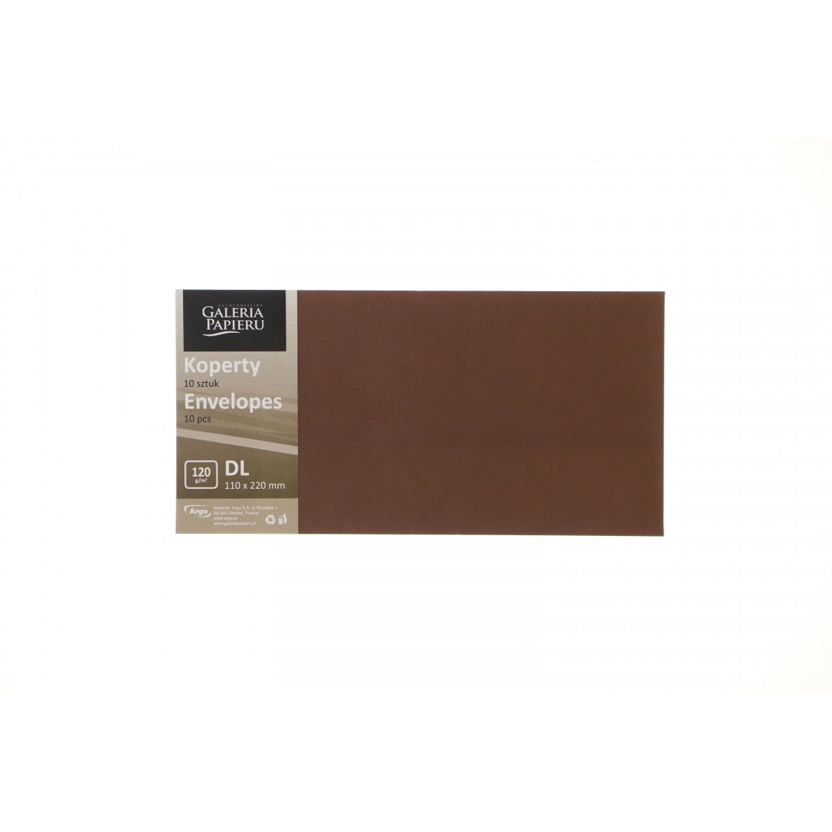 Koperta Argo DL brązowa [mm:] 99x210 (282112) 10 sztuk