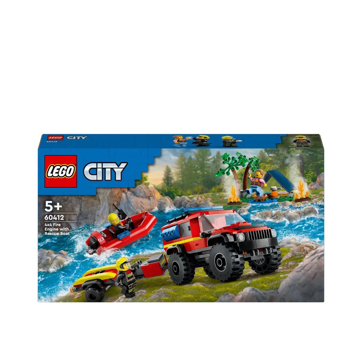 Klocki konstrukcyjne Lego City Terenowy wóz strażacki z łodzią (60412)