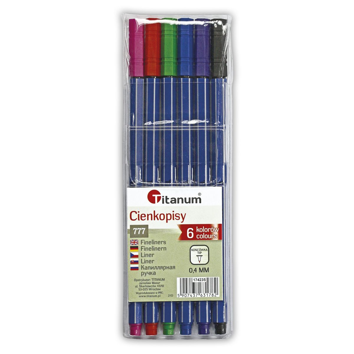 Cienkopis Top Quality Fineliner, mix 0,4mm 6kol. (777)