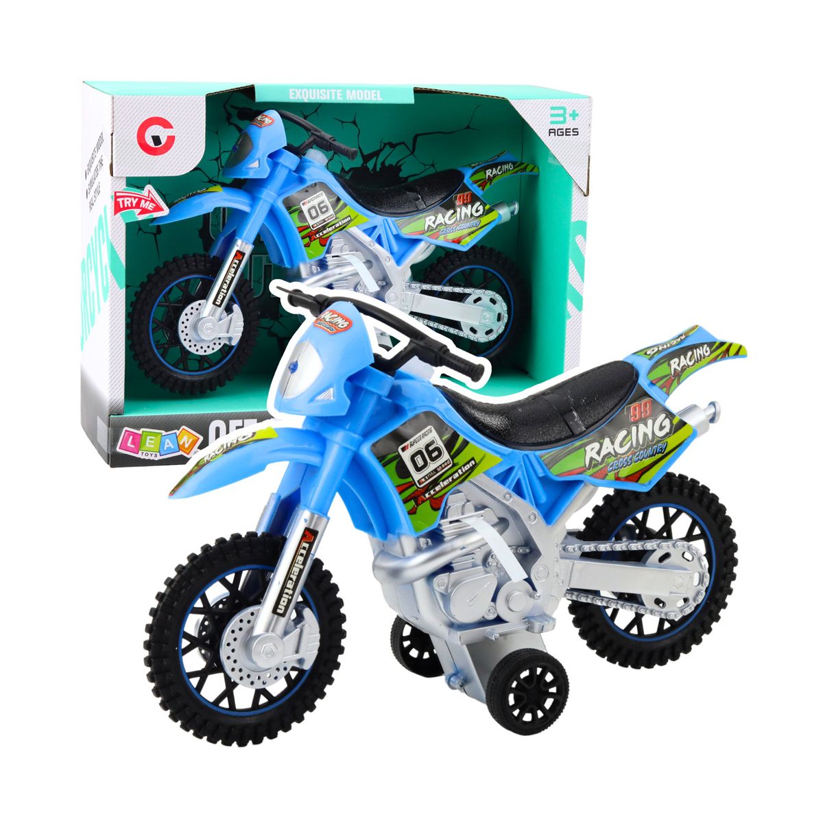 Motocykl Lean Crossowy Off-Road Napęd Światła Dźwięki Niebieski (24214)