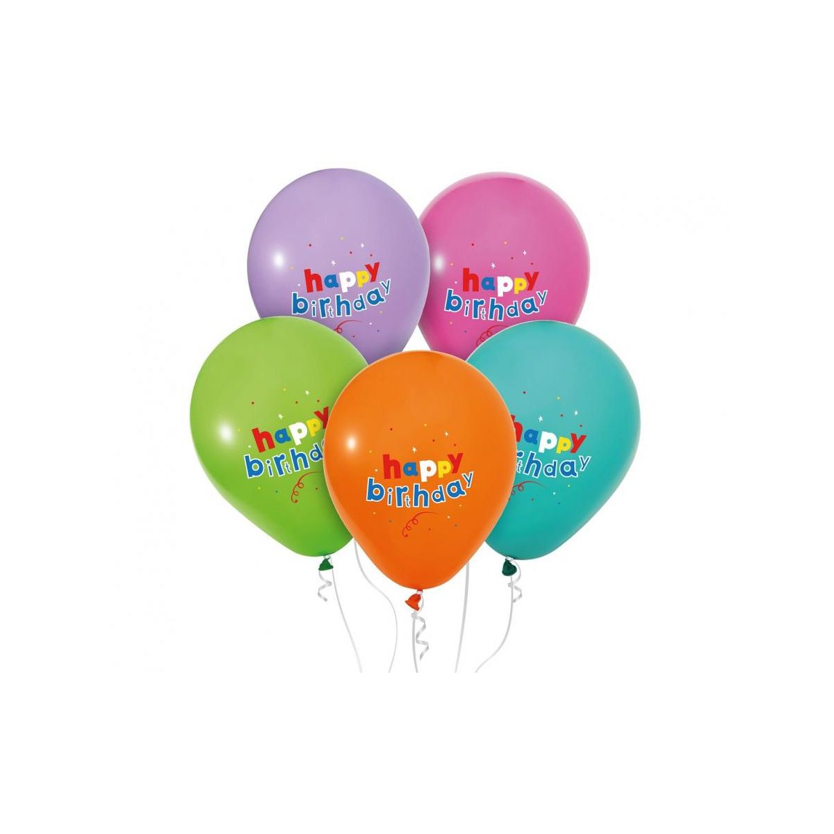 Balon gumowy Happy Birthday (pastelowe kolory) mix 300mm 12cal Godan (GZ-HBK5)
