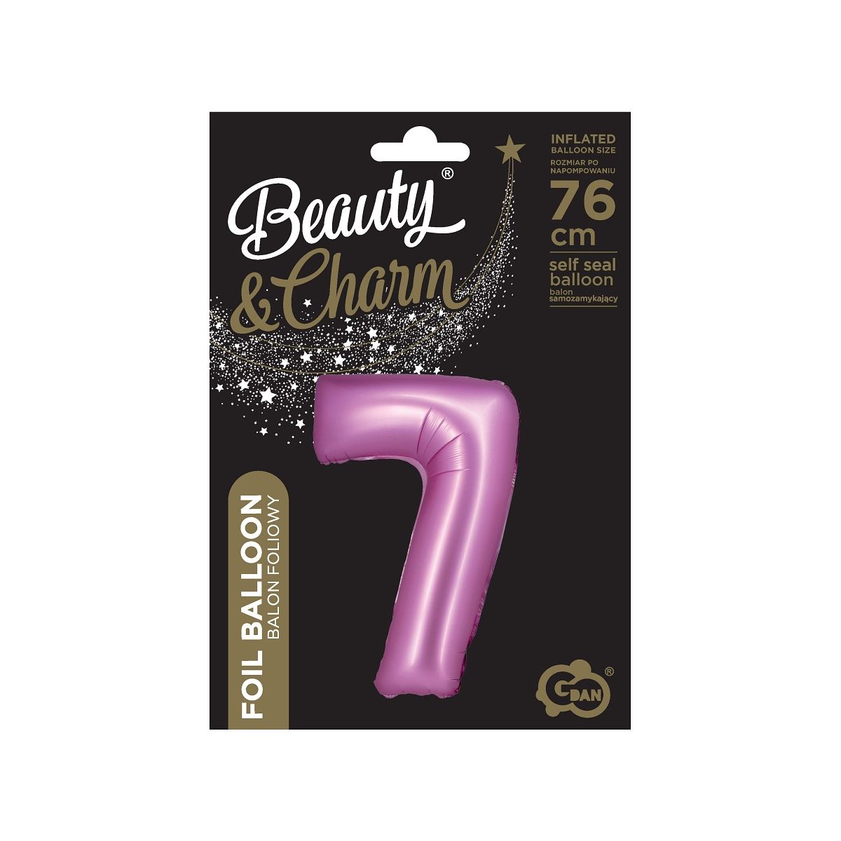 Balon foliowy Godan Beauty&Charm Cyfra 7 satynowy róż 76cm (CH-BSR7)