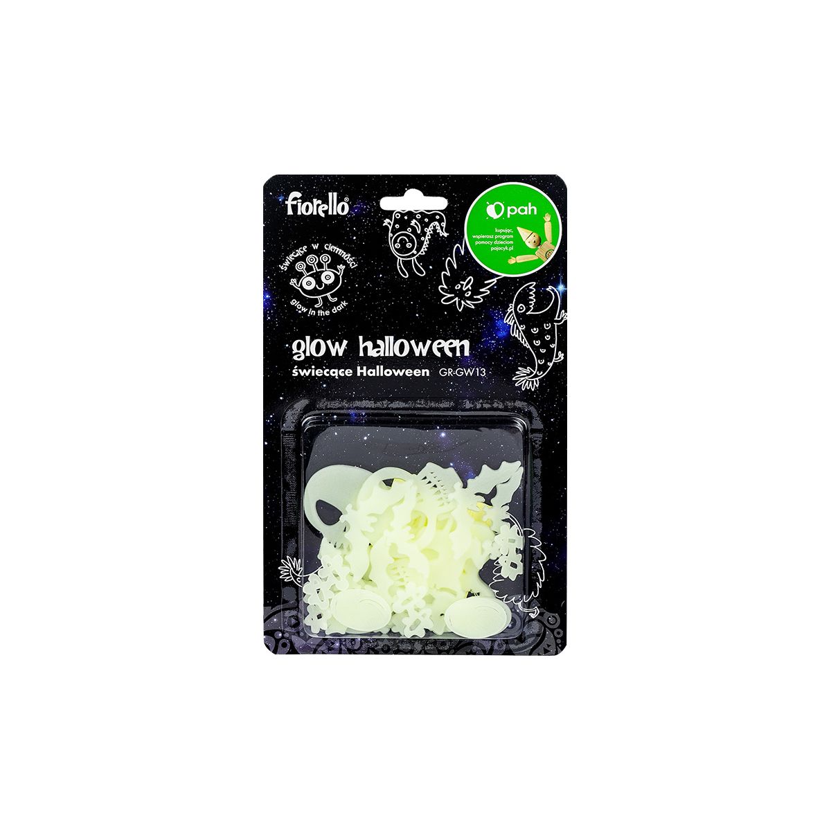 Naklejka ścienna Fiorello Fluorescencyjna Halloween miks 18 szt (170-2809)