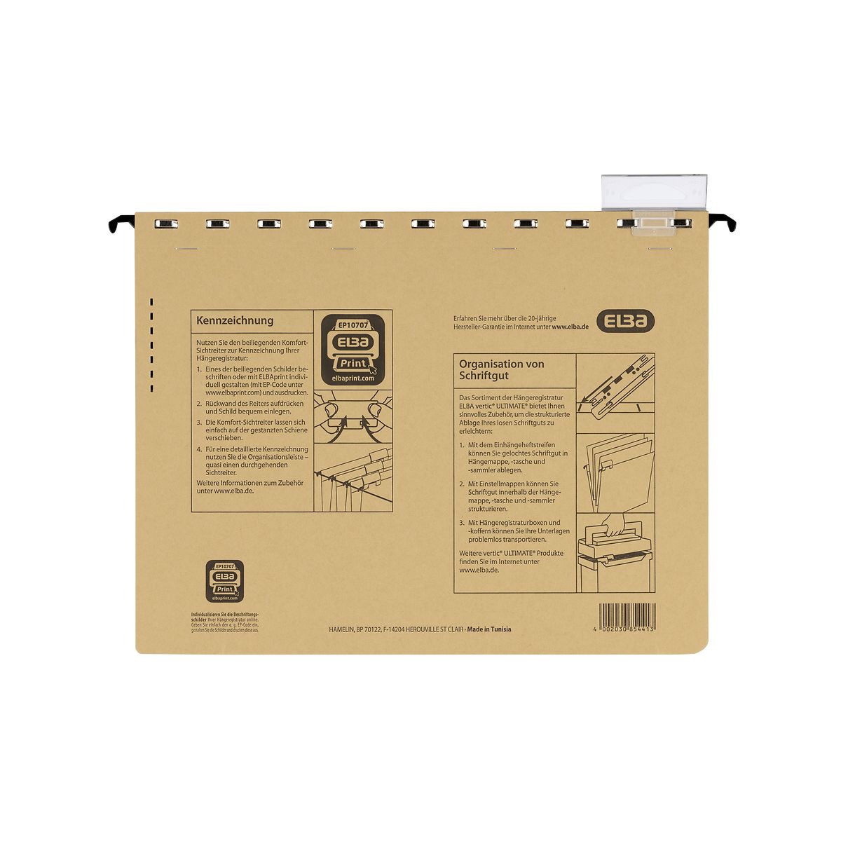 Skoroszyt Elba Vertic Ultimate wiszący A4 brązowy karton 230g (100081039)