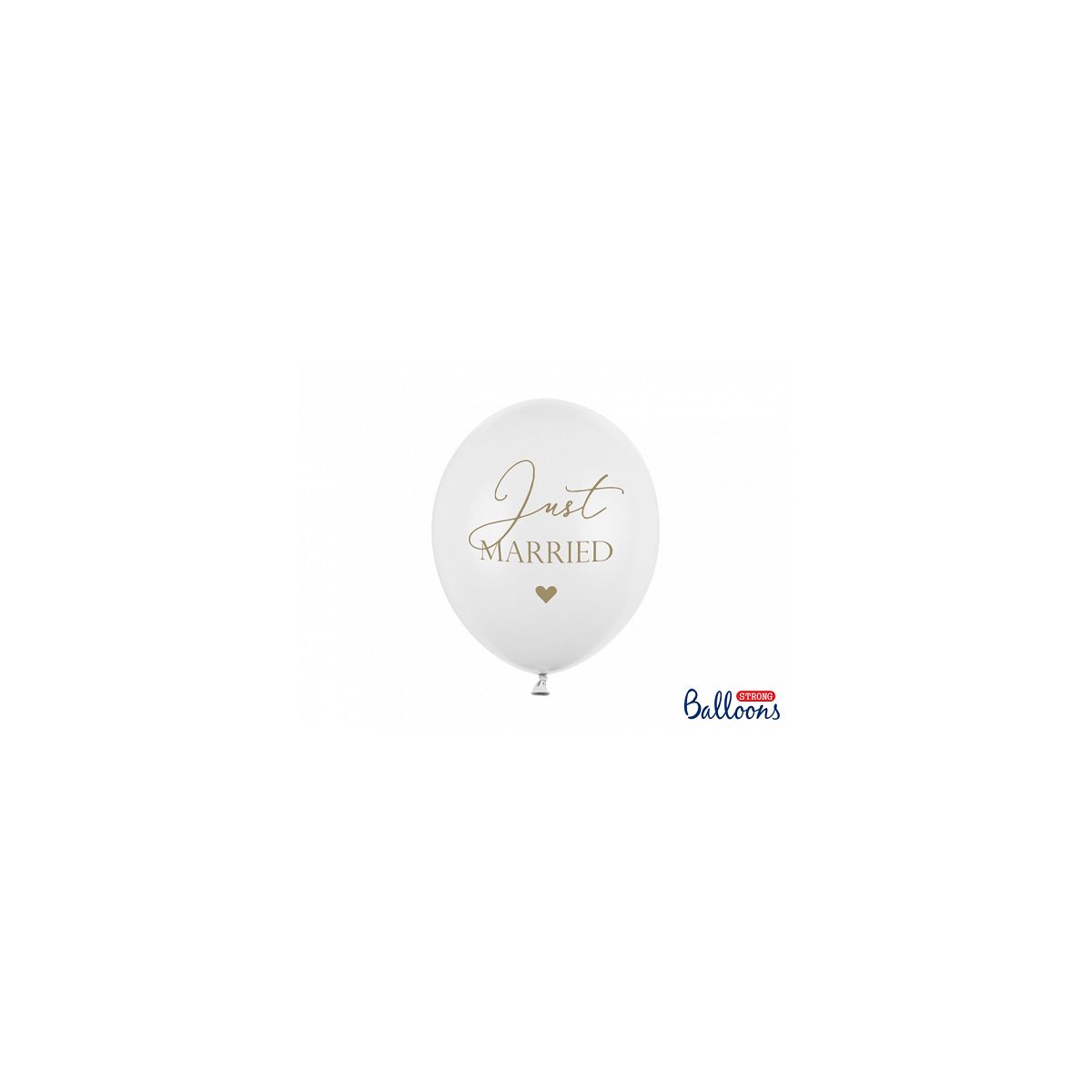 Balon gumowy Partydeco Just Married, P. Pure White biały 300mm 12cal (SB14P-237-008-6)