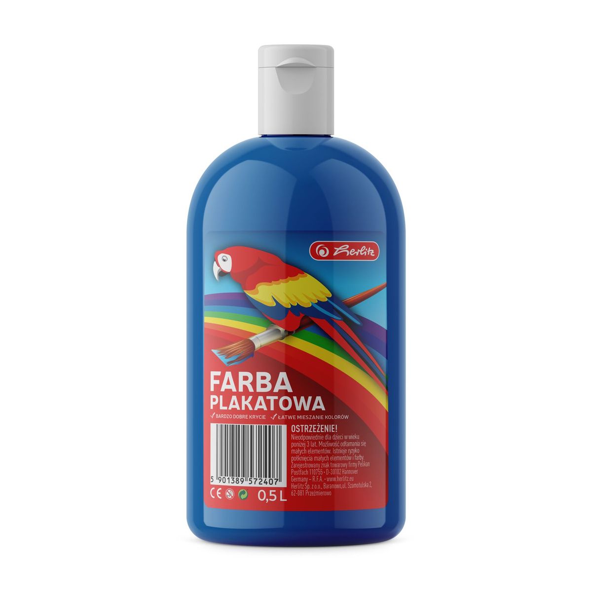 Farby plakatowe Herlitz kolor: niebieski 500ml 1 kolor. (9575812)