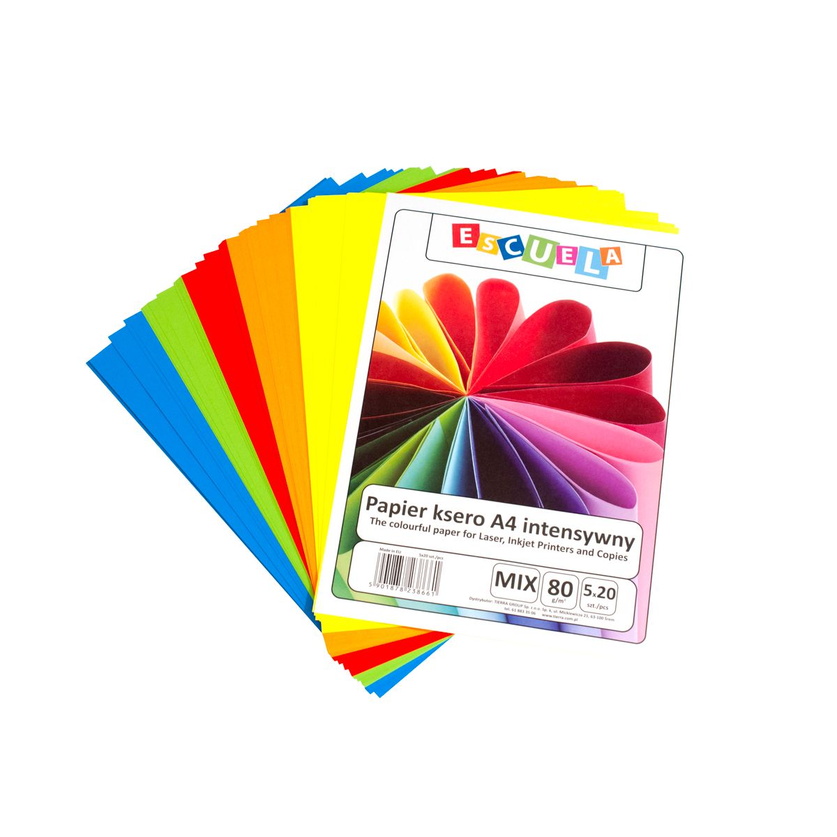 Papier kolorowy Escuela A4 mix intensywny 80g (PAPKSA4/MIX INT)