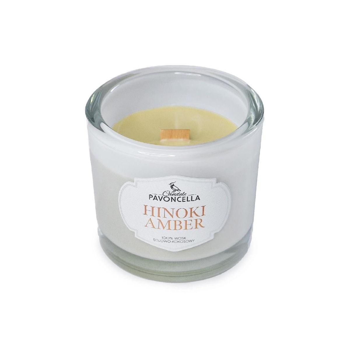 Świeczka ozdobna Pavoncella Classico Hinoki Amber biała 170g (5905711530509)