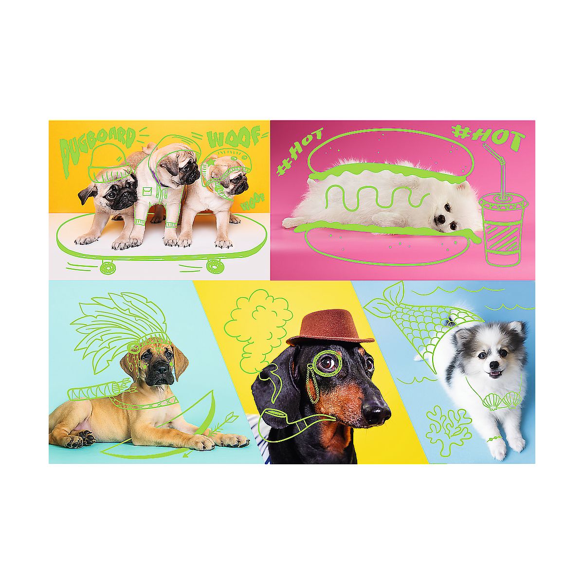 Puzzle Trefl Odlotowe psy Neon Color Line 1000 el. (10578)